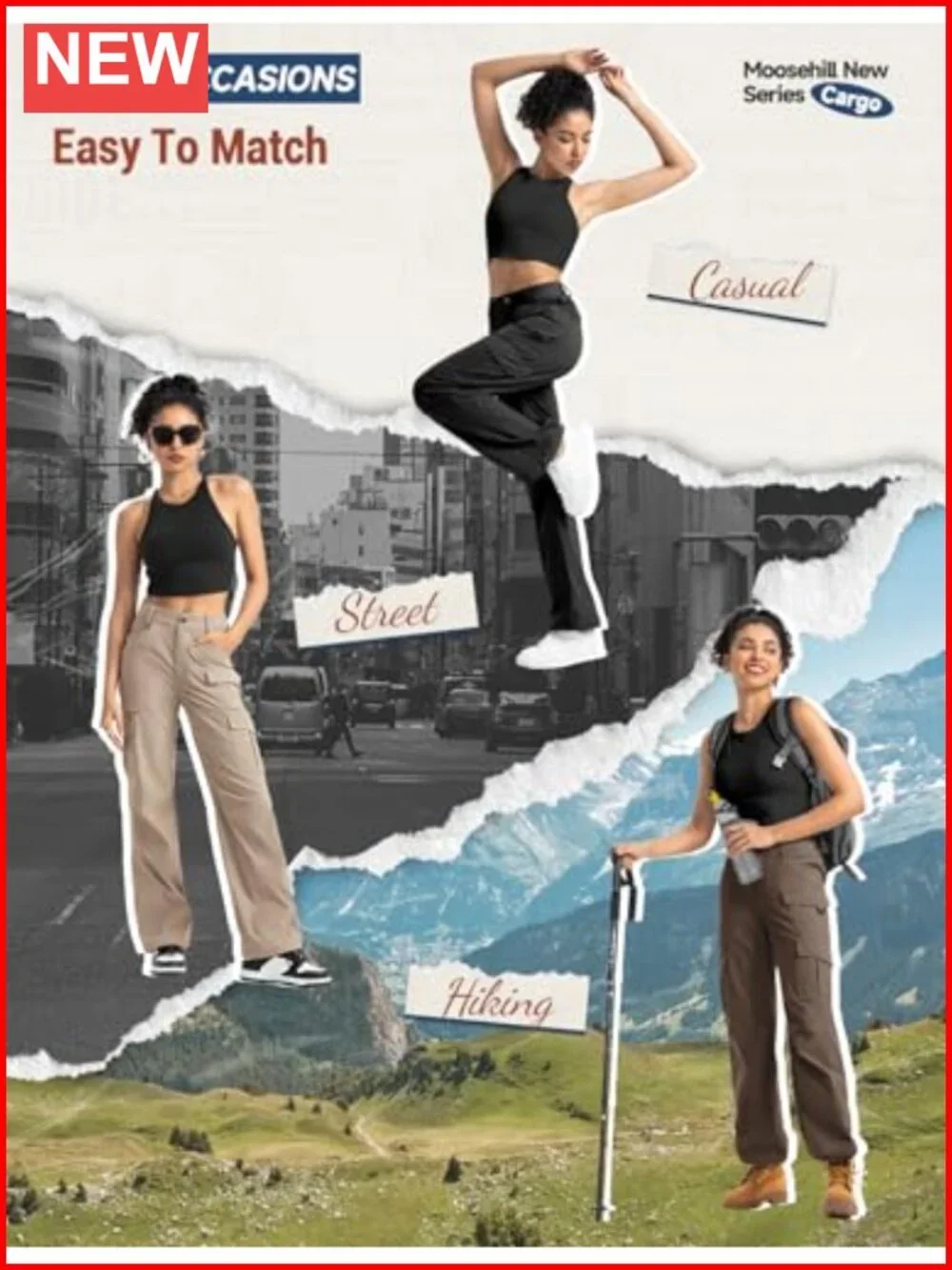 Women's High Waisted Cargo Hiking Pants with 8 Pockets Water Resistant Stretch